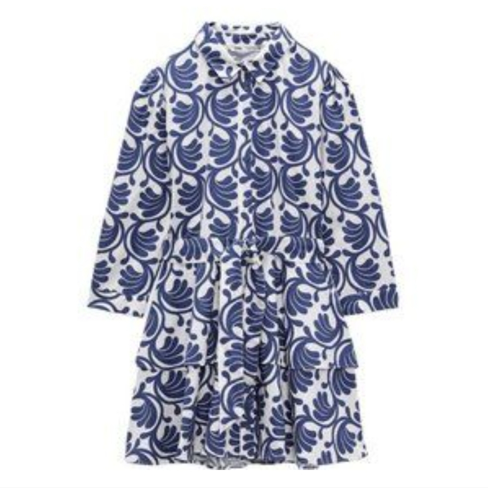 Zara blue and white print dress size XXL